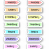 Tage des Week Pastel Rainbow-Planerskripts Aufkleber (Vorderseite)