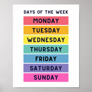 Tage des wöchentlichen Lernens in der Bildung Poster