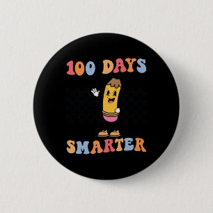 Tage klüger Retro Groovy Stift 100 Tage Schoo Button