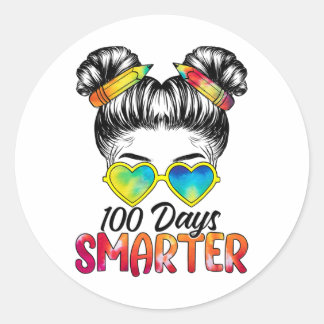 Tage Smarter Girls Messy Bun Hair 100. Tag der Wei Runder Aufkleber