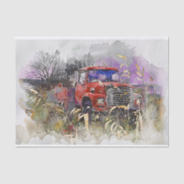 Tage vergangen, rustikal, Vintager roter Lieferwag Seidenpapier