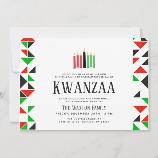 Tage von Kwanzaa | Einladung von Feiertagen (Vorderseite)