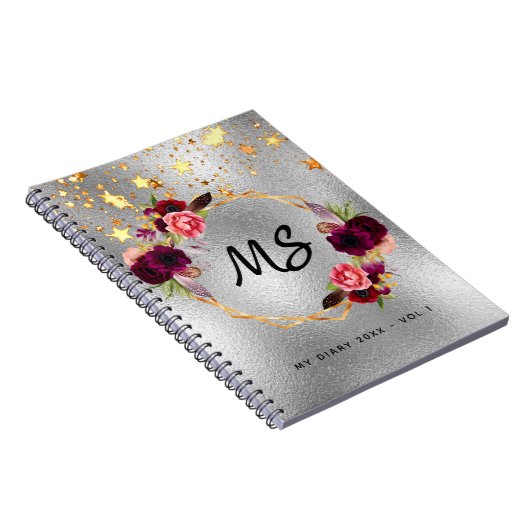 Tagebuch 2022 mit Silbergold-Bordeaux (Rechte Seite)