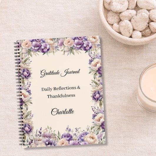 Tagebuch der Dankbarkeit Lavendel Champagner Blume Notizblock