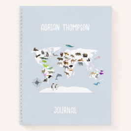 Tagebuch des "Kids World Map Animals Journal" Notizblock