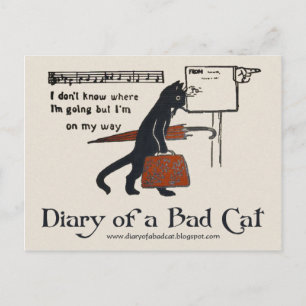 Tagebuch einer bösen Katze Postkarte (Vintage schw