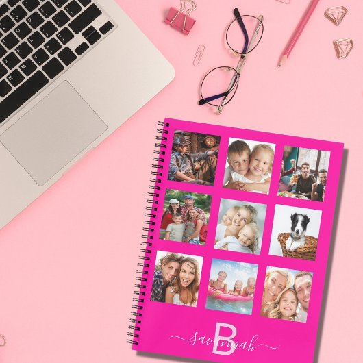 Tagebuch für die Zusammenstellung des rosa Fotos Notizblock