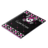 Tagebuch mit rosa Totenkopf und Herzen (Linke Seite)