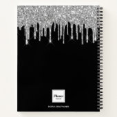 Tagebuch-Monogramm-Tropfen mit schwarzem silber Gl Notizblock (Rückseite)