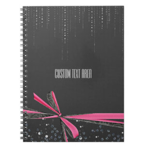 Tagebuch Notizbuch mit rosa Schleife Glitzerschlei