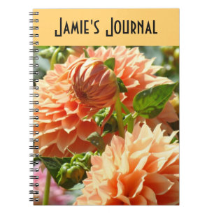 Tagebuch Notizbuch Orange Dahlien Blumen