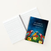 Tagebuch Papageien Blau Himmel Rote Blüte Notizblock (Innenseite)