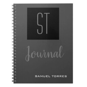 Tagebuch personalisiert monogramm grau schwarz mod