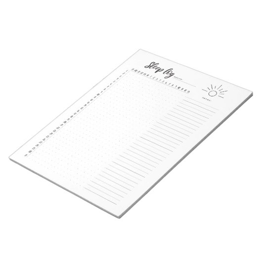 Tagebuch schlafen, Schlaftracker Notizblock (angewinkelt)