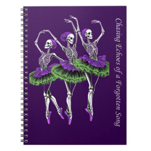 Tagebuch Skelett-Ballerina Lila Grün Chasing