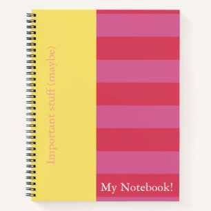 Tagebuchcover-Design mit rosa und gelben Streifen Notizblock