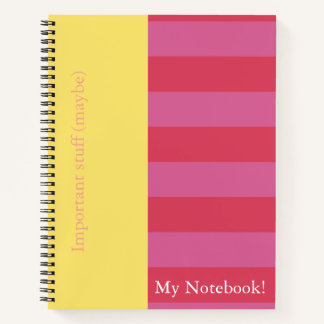 Tagebuchcover-Design mit rosa und gelben Streifen Notizblock