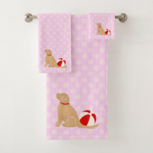 Tagen Sie das Meer Strandhunde Rosa Badetuch-Set Badhandtuch Set