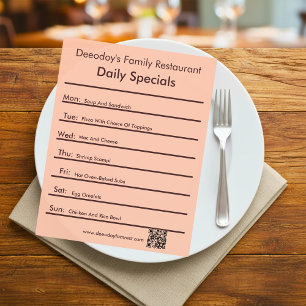 Tagesangebote Restaurant Flyer mit QR-Code Pfirsic