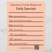 Tagesangebote Restaurant Flyer mit QR-Code Pfirsic (Vorne)