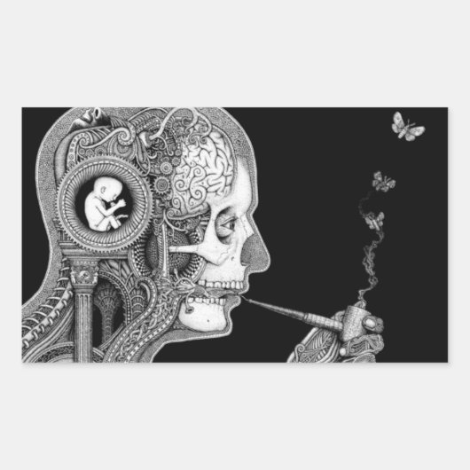 Tagesaufkleber rauchen rechteckiger aufkleber (Vorderseite)