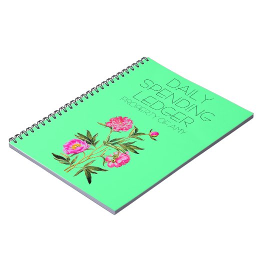 Tagesausgabe-Ledger Peonies-Finanzbericht Notizblock (Linke Seite)