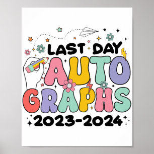 Tagesautografien 2023-2024 Retro Letzter Schultag Poster