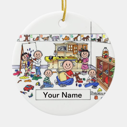 Tagesbetreuung-Arbeitskraft - Mann Keramikornament (Vorne)