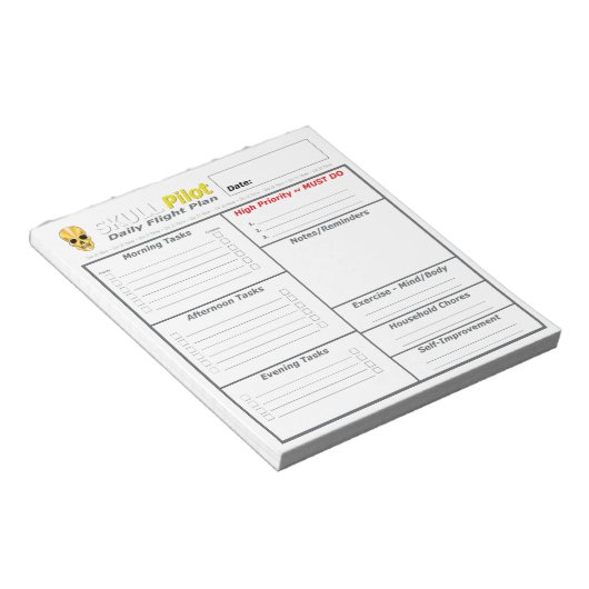 Tagesflugplaner - SkullPilot-Tagesflugplan Notizblock (angewinkelt)
