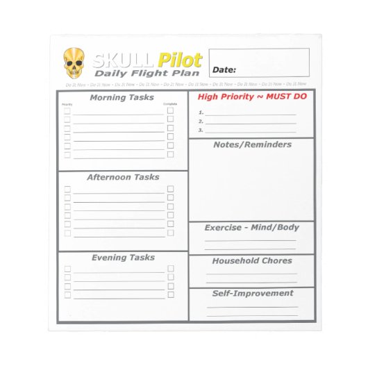 Tagesflugplaner - SkullPilot-Tagesflugplan Notizblock (Vorderseite)