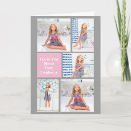 Tagesfoto für Mütter nach Maß rosa/grün/grau Karte