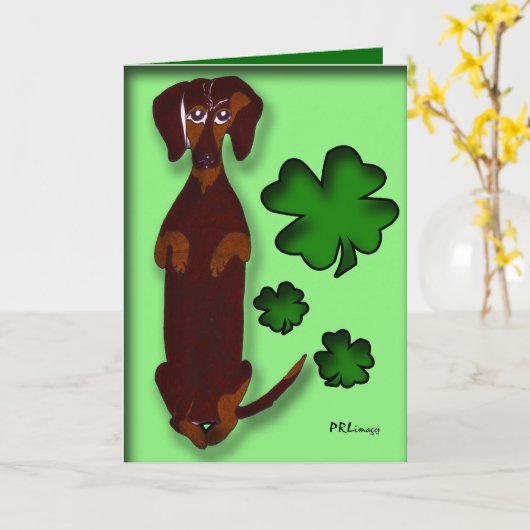 Tageskarte Dackel-Sidney St Patrick Karte (Gelbe Blume)