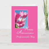 Tageskarte des Verwaltungsassistenten — rosa Tulpe Karte (Vorderseite)