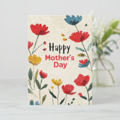 Tageskarte für handdruckte festliche Mütter Einladung (Stehend Vorderseite)