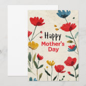 Tageskarte für handdruckte festliche Mütter Einladung (Vorne/Hinten)