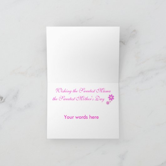 Tageskarte "süßer Mutter-" Mutter - Schablone - Karte (Innenseite)