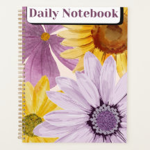"Tagesnotizbuch" | Lebendige Sonnenblume & Lila