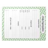 Tagesorganisation - Green Gingham Notepad Notizblock (Vorderseite)