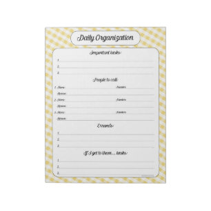 Tagesorganisation - Yellow Gingham Notepad Notizblock