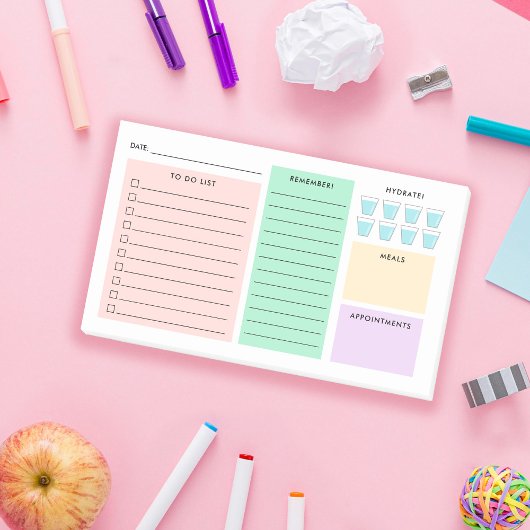 Tagesorganisator - Aufgabenliste - Hydrat - Pastel Post-it Klebezettel
