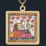 TAGESPARKMENT DER ETERNAL LIEBE VALENTINE VERGOLDETE KETTE<br><div class="desc">Eine farbenfrohe, ausdrucksvolle antike Kunst: mittelalterliche, heraldische deutsche Miniatur von 1200 romantischen Liebhabern in einem Blumengarten mit einem weißen Vogel, vermischt mit alten braunen Pergamenteffekten. Leicht zu gestalten als Hochzeitszeremonie, Brautankündigung, Platzkarten , rett-the-date , Dankeschön-Karte , Brautparty, romantische Duschen, romantische Verlobung, romantische Duschen, Jubild, Jubild, Jubiläen, Jubiläen Sie können sich...</div>