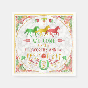 TagesParty-bunter Marmor Pferdelaufensderby Serviette