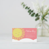 Tagespflege Kinderbabysitter Sun Pink Visitenkarte (Stehend Vorderseite)