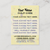 Tagespflege. Kinderbetreuung. Babysitting. Werbeka Visitenkarte (Rückseite)