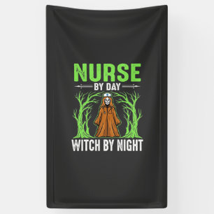 Tagespflegekraft, Hexe bei Nacht Halloween-Design_ Banner