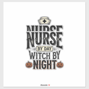 Tagespflegekraft, Hexe bei Nacht Halloween-Shirt-D Aufkleber
