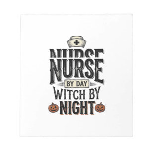 Tagespflegekraft, Hexe bei Nacht Halloween-Shirt-D Notizblock