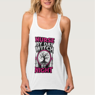 Tagespflegekraft, Hexe bei Nacht Halloween-Shirt-D Tank Top