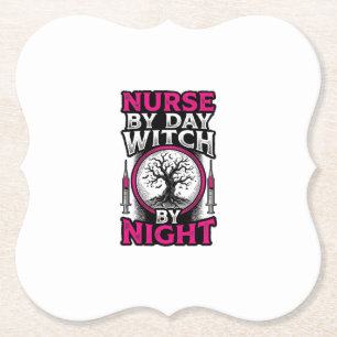 Tagespflegekraft, Hexe bei Nacht Halloween-Shirt-D Untersetzer