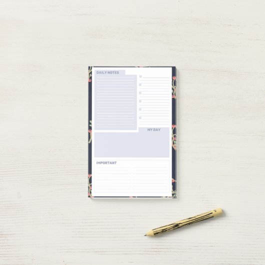 Tagesplanentwurf Post-it Klebezettel (Auf Schreibtisch)